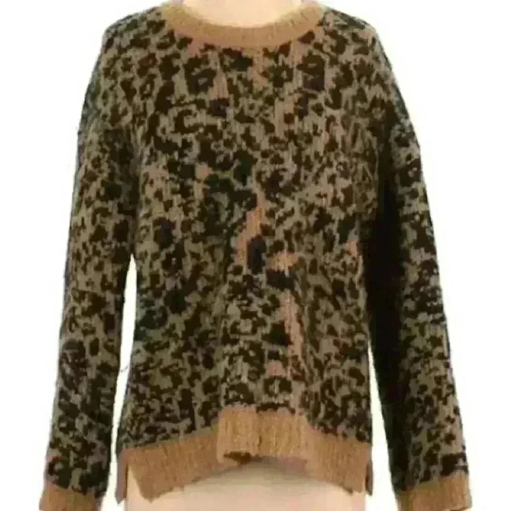 Madewell Pullover Crew Neck Leopard-Print Sweater - Picture 4 of 8